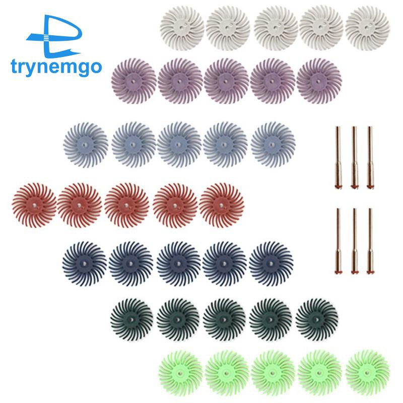 35Pcs Radial Bristle Disc Kit with 6Pcs Mandrels for Rotary Dremel