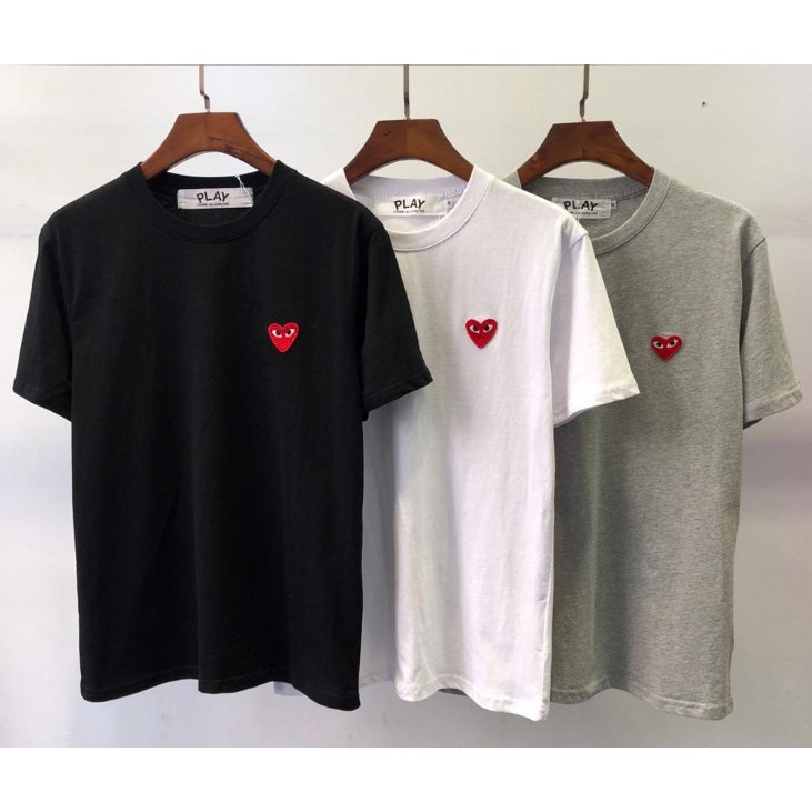 New Classic Play CDG Casual T shirt Men Women Red Heart Short sleeve t ...