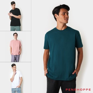 Penshoppe Basic Relaxed Fit Tshirt For Men (Black/Blush/Dark Green/Sand ...