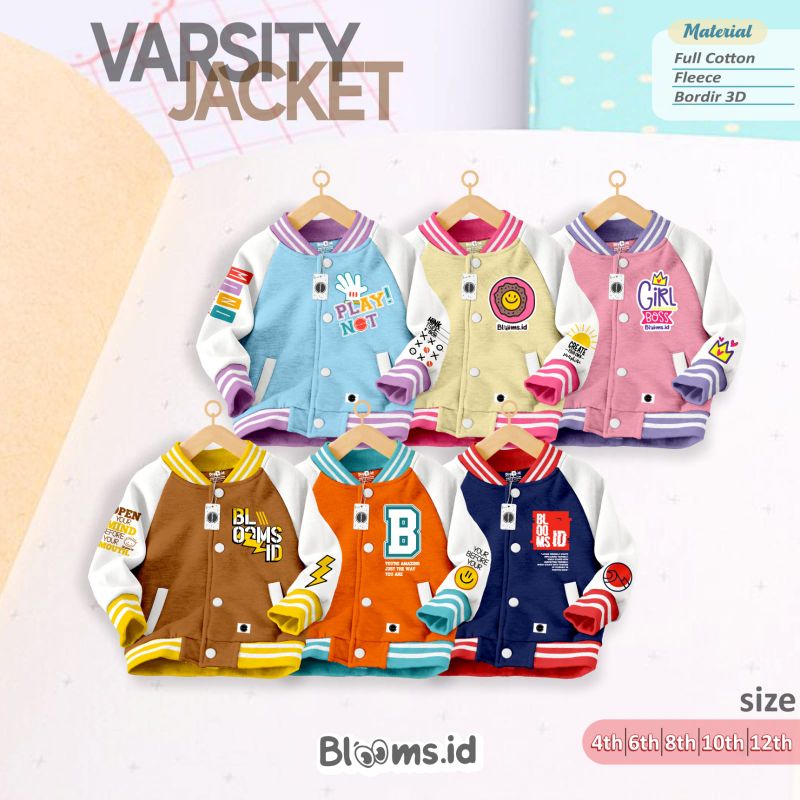 Jacket Varsity Blooms.id Size 4.6.8.10.12 Boys & Girls~Vandzella Hop