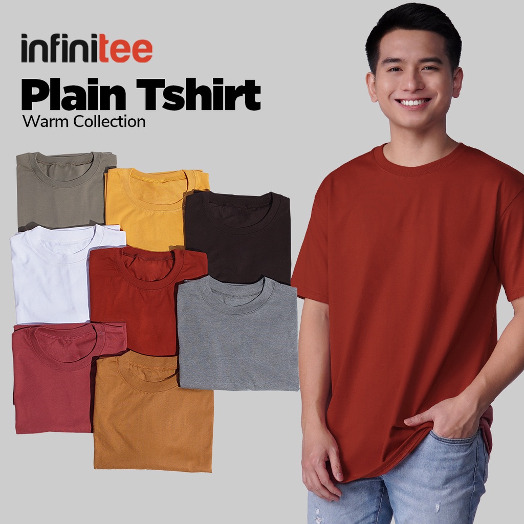 infinitee-plain-tshirt-for-men-warm-color-rust-brown-white-gray-mustard