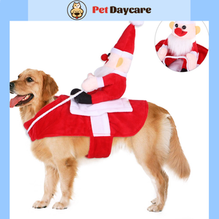 ❤️❤️Pet Daycare Pet Clothes Santa Claus Riding A Dog Pet Christmas Costume Small Large Dog Outfit Winter Puppy Xmas Clothing Cosplay