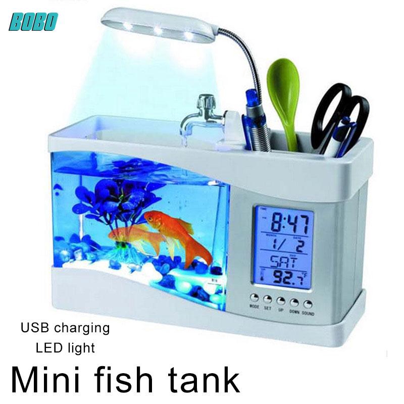 Bobo Multifunction Mini Fish Tank Led Light Bedroom Small Aquarium Durable Perpetual Calendar