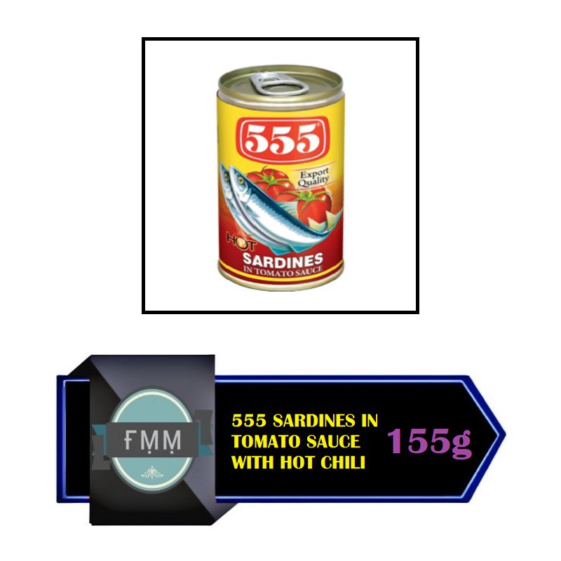 555 Sardines in Tomato Sauce with Hot Chili (RED) 155g Shopee