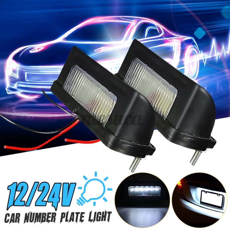 car number plate with light