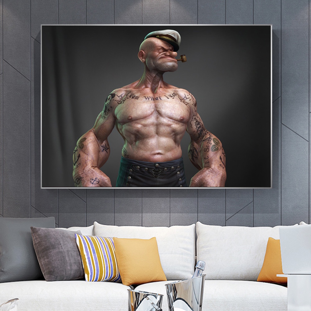 Popeye Tattoos Muscles Sailor Cartoon Posters And Print Home Decor Wall Art  Picture On Canvas Painting For Room | Shopee Philippines