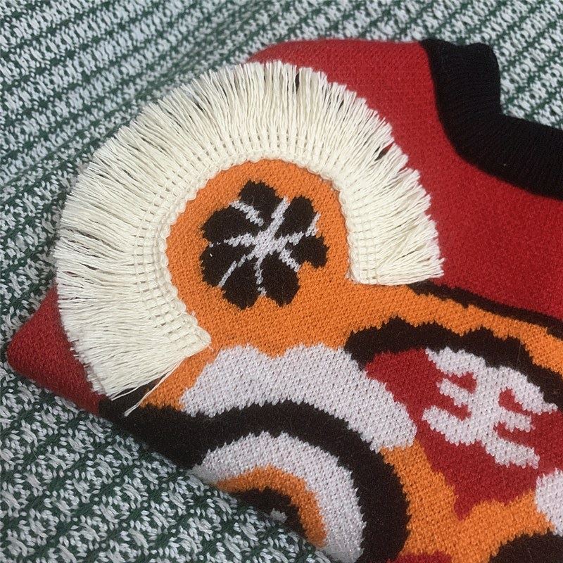 Pet Tiger Sweater Dog Cat Head Tassel Red Festive New Year Warm Clothes #2