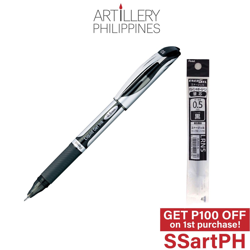 Pentel Energel Liquid Gel Ink 0.5mm Ball Black Pen (BLN55A) & Refill (XLRN5A) Shopee Philippines