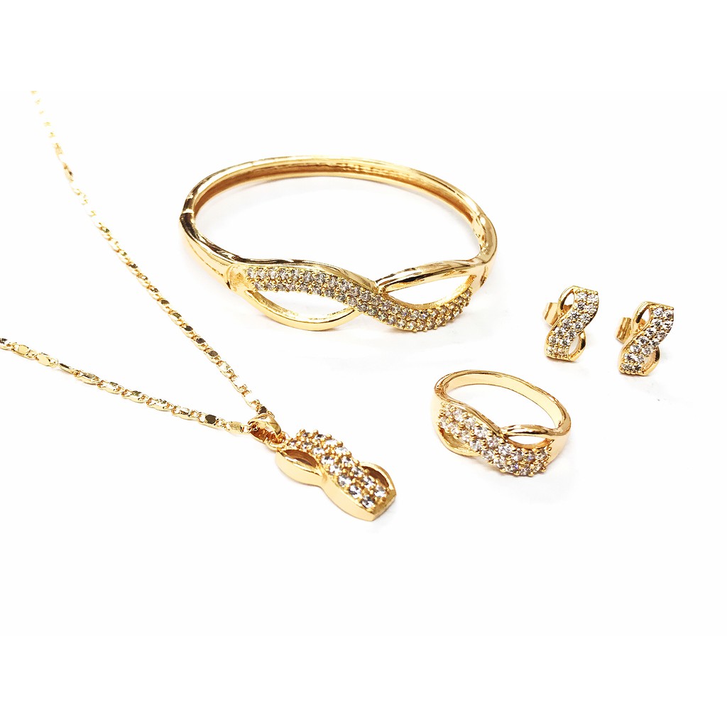 [MAii] Infinity Diamond Bangkok Gold Jewelry Set (4 in 1) Shopee