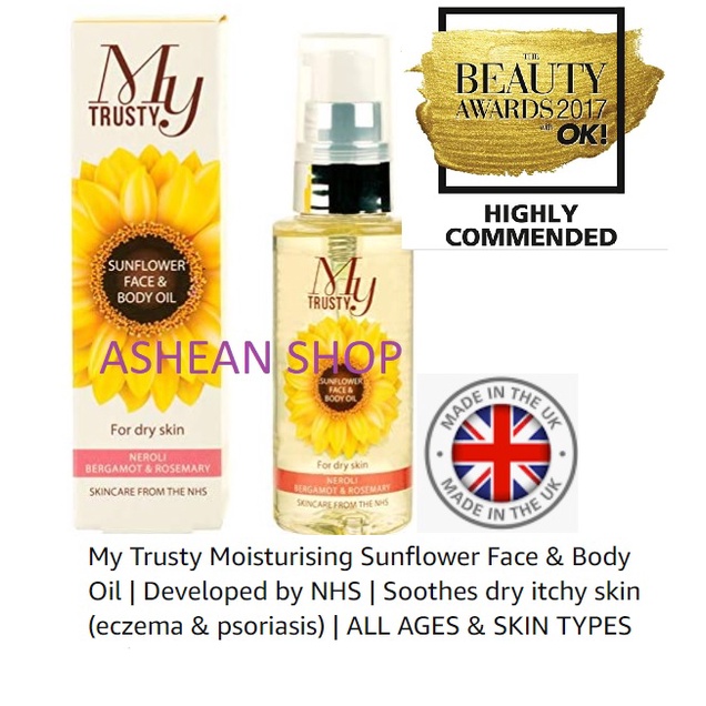 My Trusty Moisturising Sunflower Face & Body Oil Soothes dry itchy