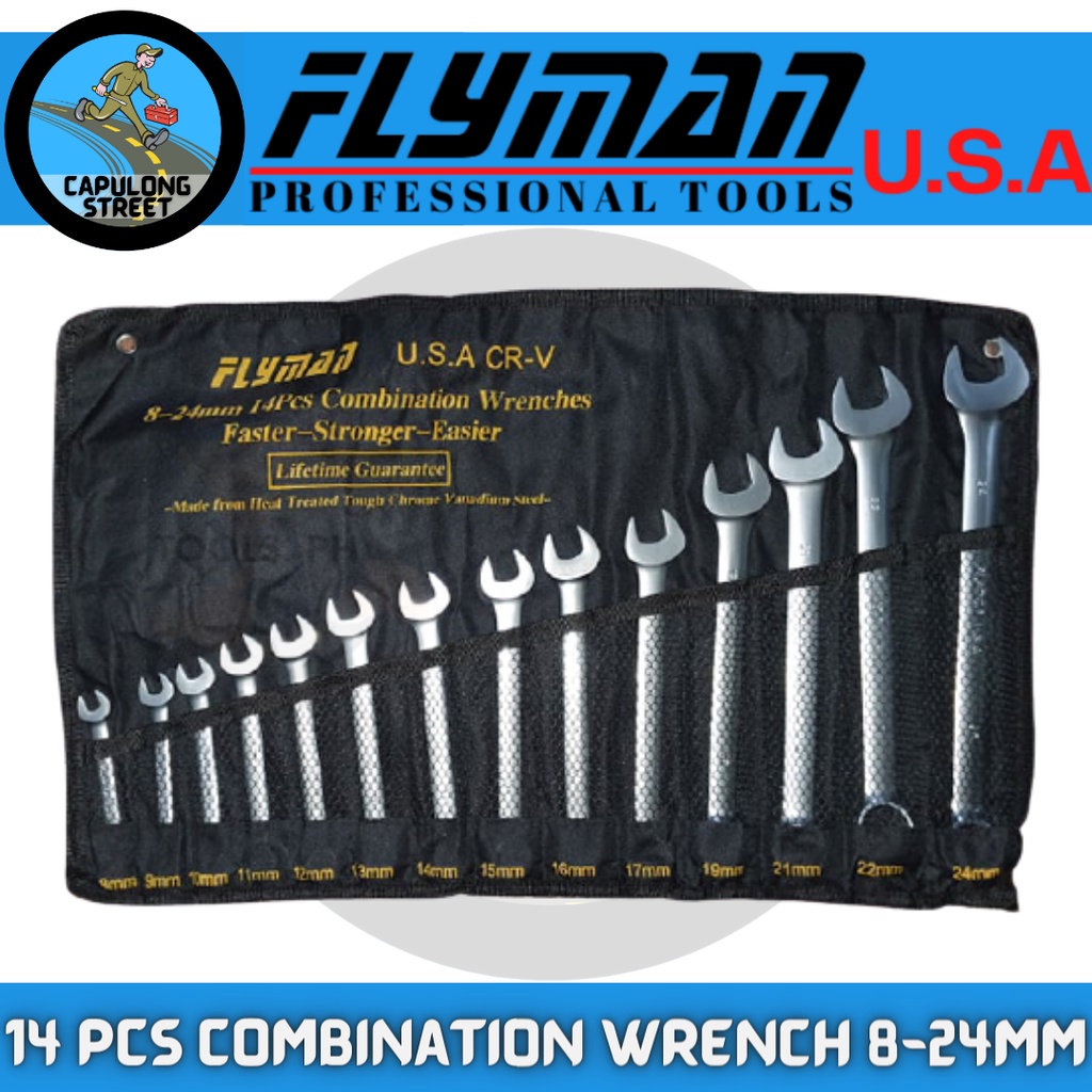 Flyman 14Pcs Combination Wrenches 8Mm24Mm Flyman Combination Spanner Set Open And Close Wrench