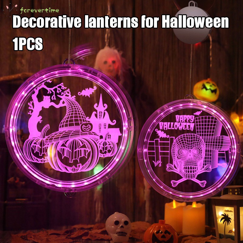 Halloween Hanging Lamp With Sucker Cup Window Light Decoration Light With Pumpkin Witch Hat Pattern For Outdoor Indoor Shopee Philippines