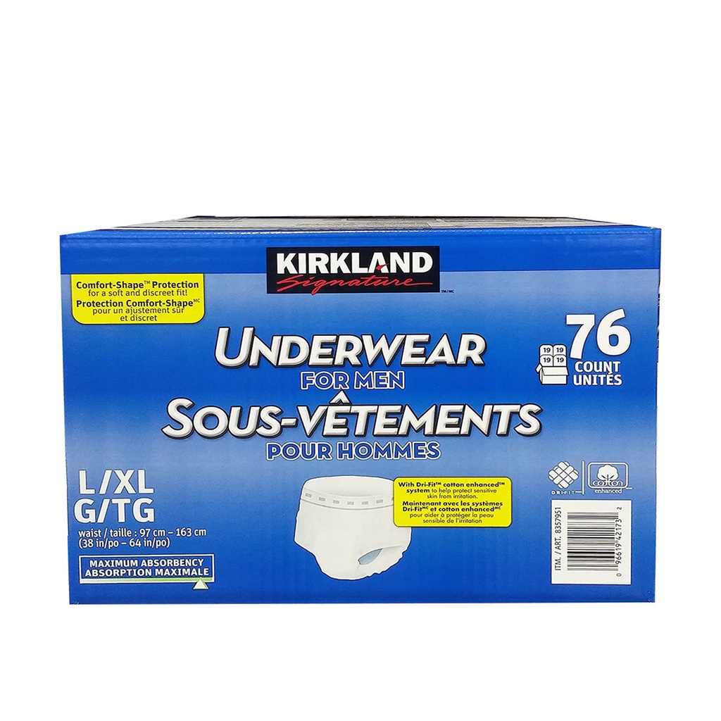 KIRKLAND Signature Underwear Adult Diaper for Men Large/Extra Large