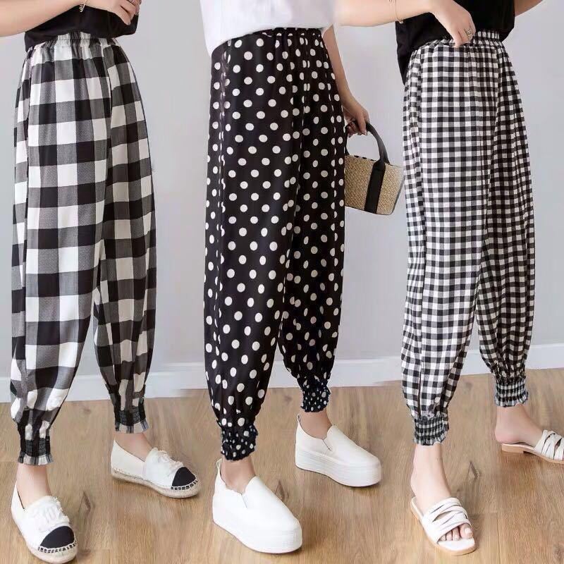 black and white striped harem pants