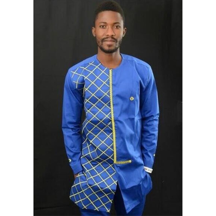 blue shirt outfit for men