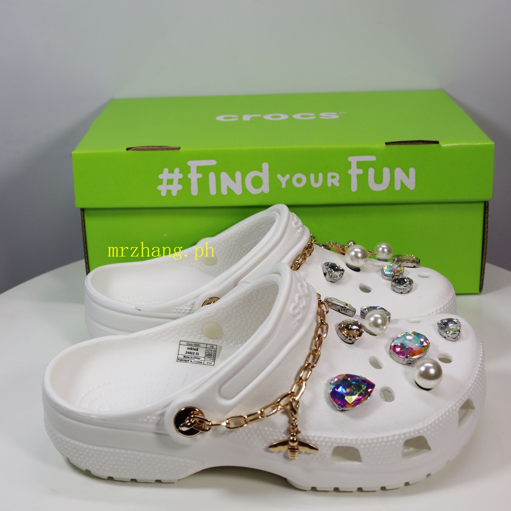 Crocs new ladies chain beach sandals with jibbitz and box 01 | Shopee  Philippines