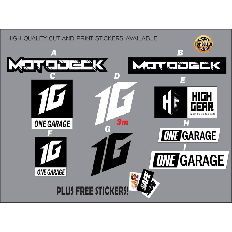 MOTOVLOG MOTODECK 1G ONE GARAGE HIGH QUALITY VINYL STICKERS | Shopee ...