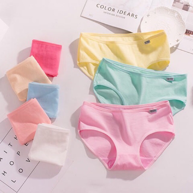 COD️6Pieces Women's Panties Ladies Underwear Candy Color Cotton Low Waist Panty Lingerie L-XL-XXL