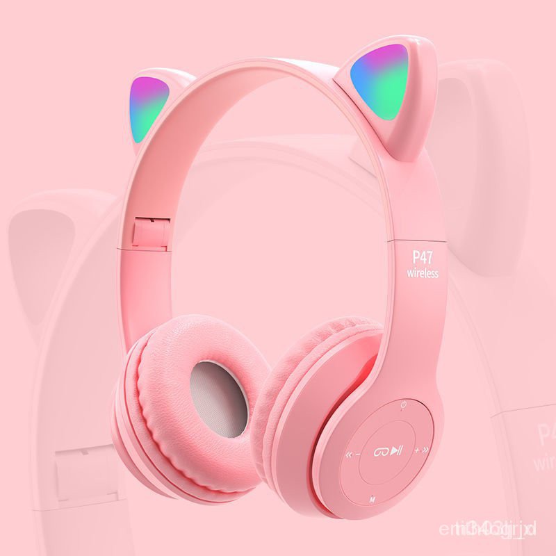 PUBG headphone gaming wireless bluetooth Trending Girl Cat Ear Glowing
