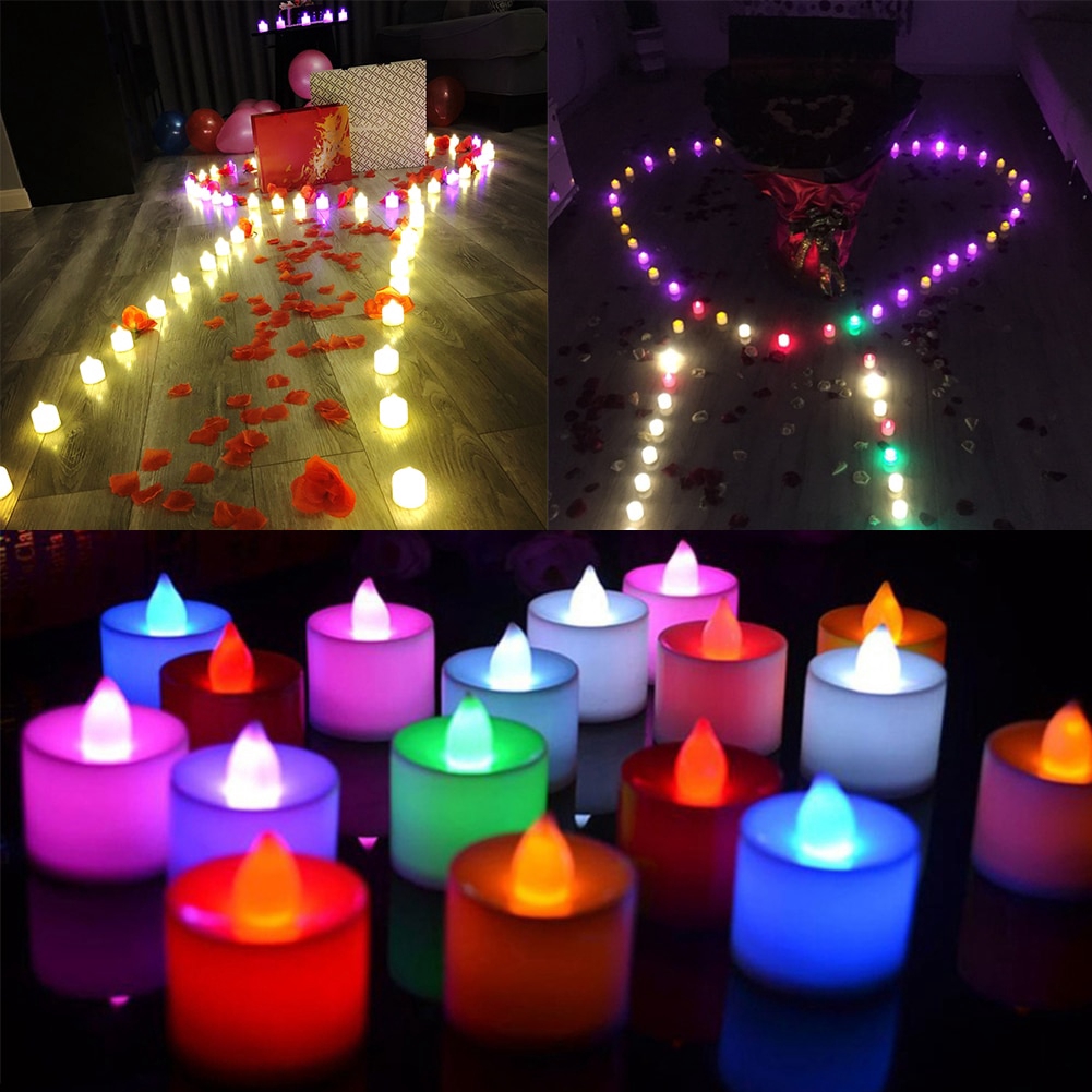 #Growfonder#1 PC Creative LED Candle Multicolor Lamp/ Simulation Color Flame Light for Home Wedding Birthday Decoration