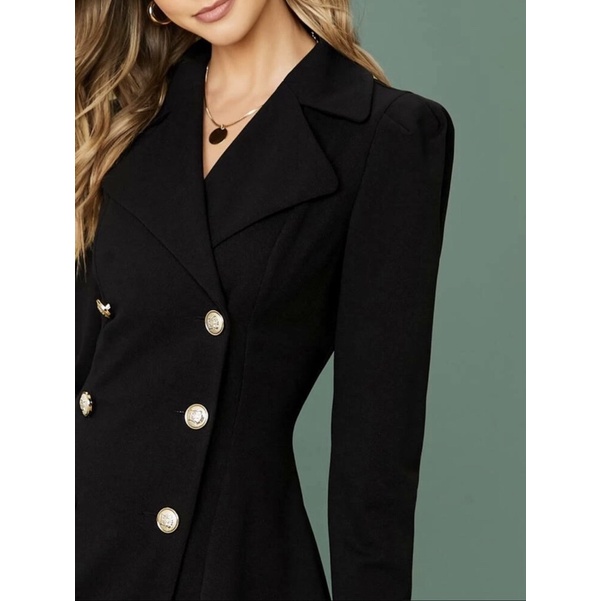 notch collar double breasted blazer dress