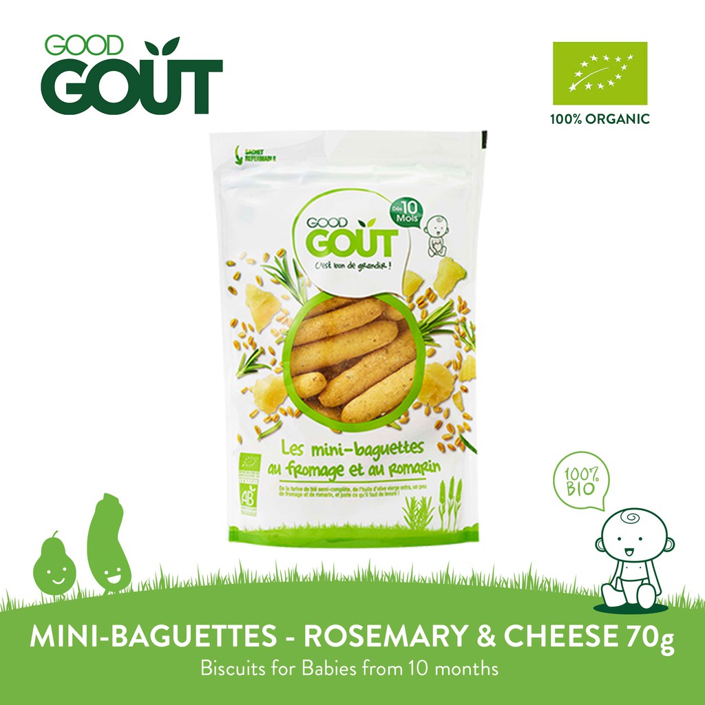 GOOD GOÛT Mini-Baguettes with Cheese and Rosemary 70g Organic Baby Biscuits  Snacks for 10 months+ | Shopee Philippines