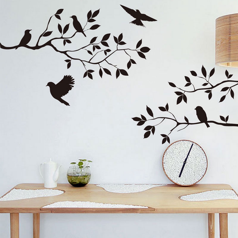 Diy Tree Branch Bird Art Wall Decals Decor Room Stickers 35 60cm