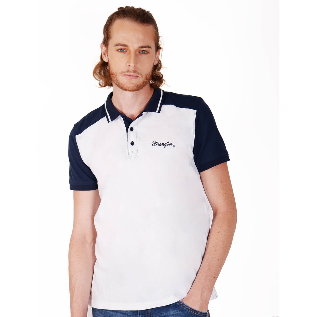 Wrangler Raglan Sleeve Cotton Polo Shirt with Brand Embroidery in White |  Shopee Philippines