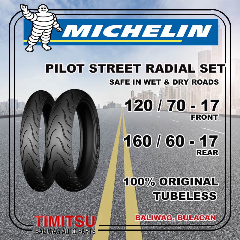 Motorcycle Tire Set 1 70 17 160 60 17 Michelin Pilot Street Radial Tubeless 1 70 R17 160 60 R17 Shopee Philippines