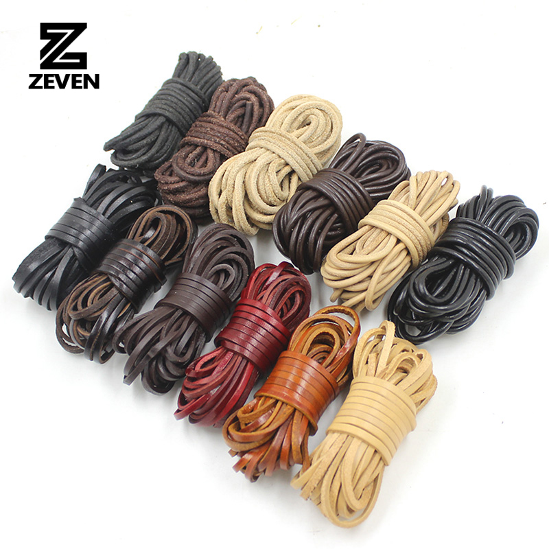 2/5M Cow Leather Round Thong Cord DIY Bracelet Rope String for Jewelry Making 