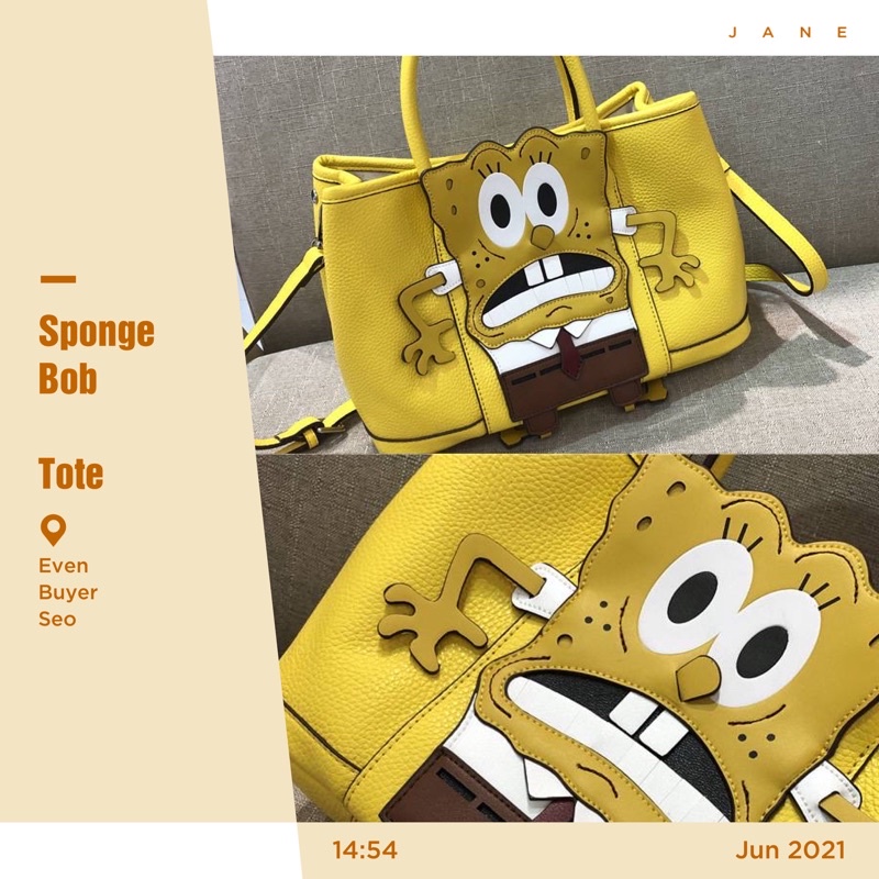 SpongeBob bag / big gentie handmade splicing garden bag Tote bag