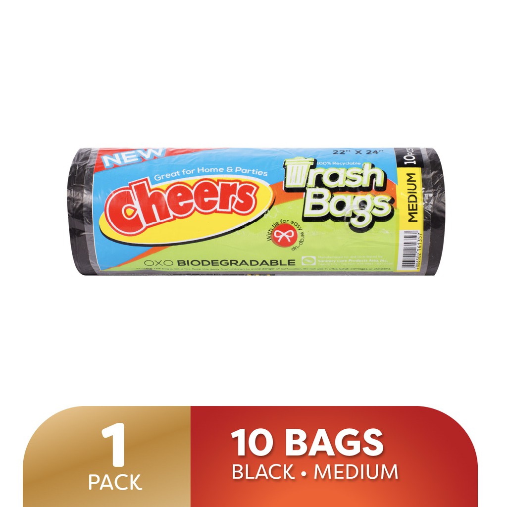 Cheers Trash Bag Black Medium 10's