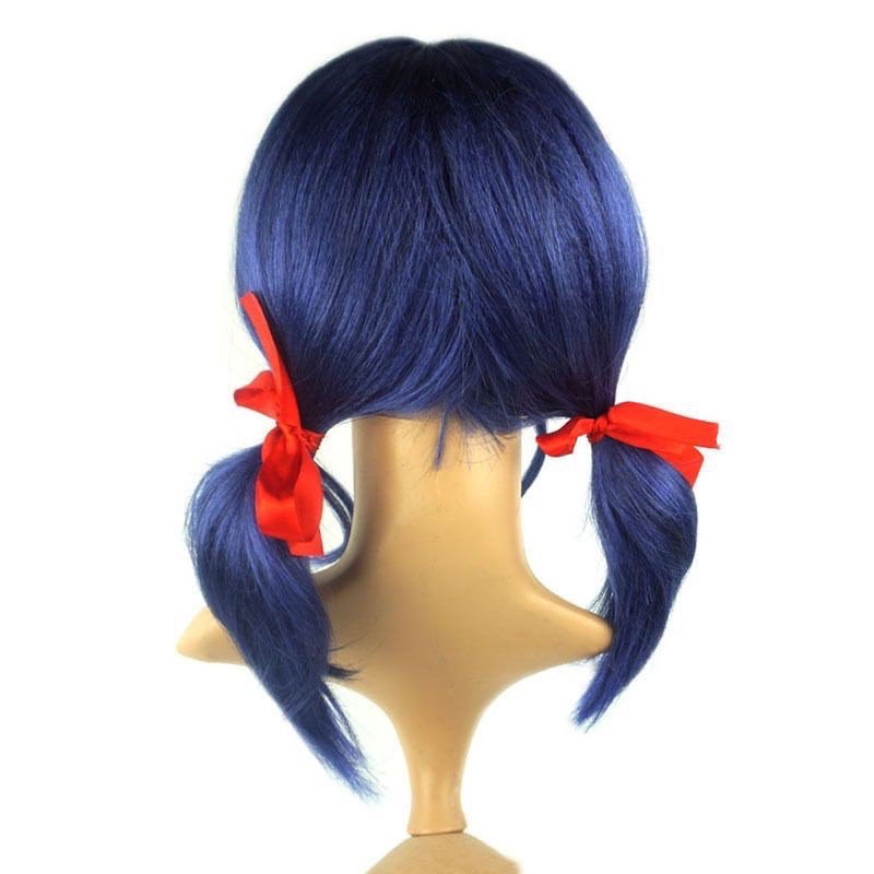 DAZCOS Marinette Wig for Girls Cosplay Blue Hair with Tails Adult/Child 