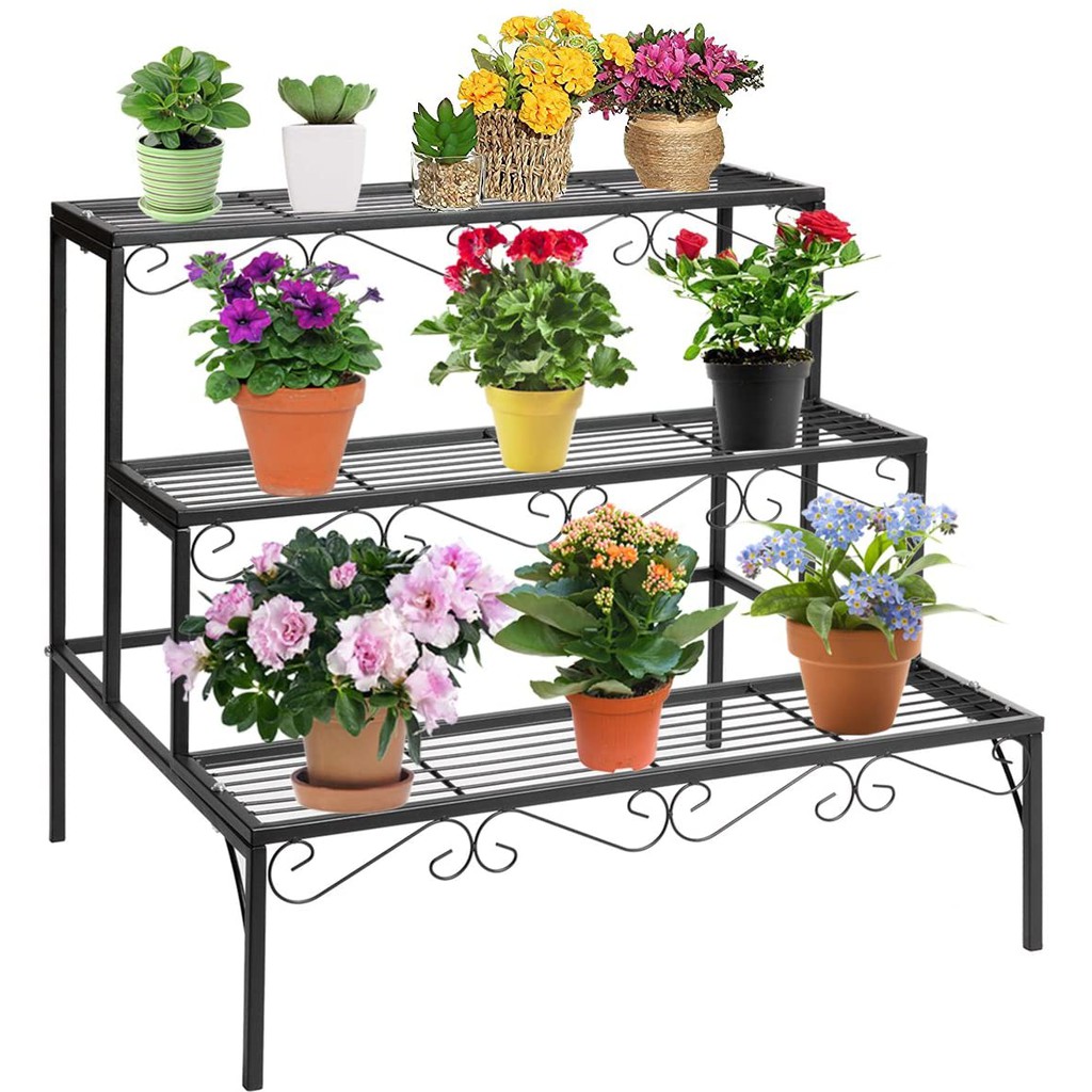 Tiered Plant Stand Outdoor Metal 3 Tier Stands for Multiple Plants