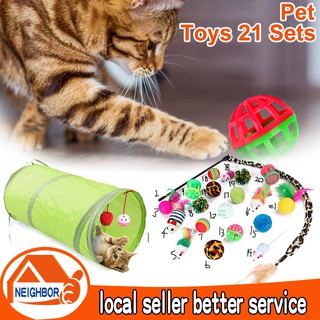 【In Stock】Pets Cat Toys Mouse Shape Balls Shapes Kitten Love New Pet Toy 21 Set Cat Channel Funny Ca