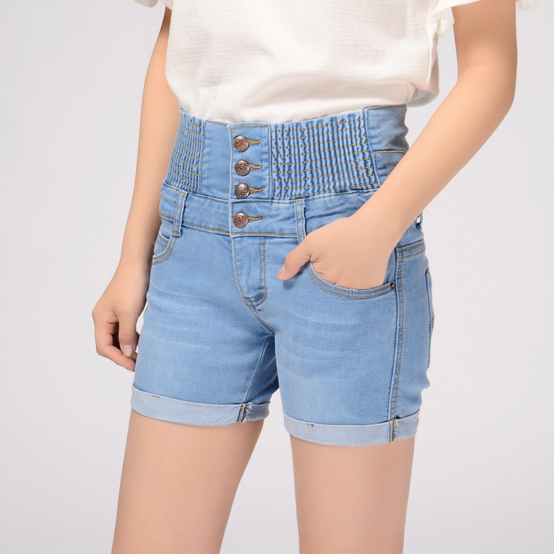 elastic waist jean shorts womens