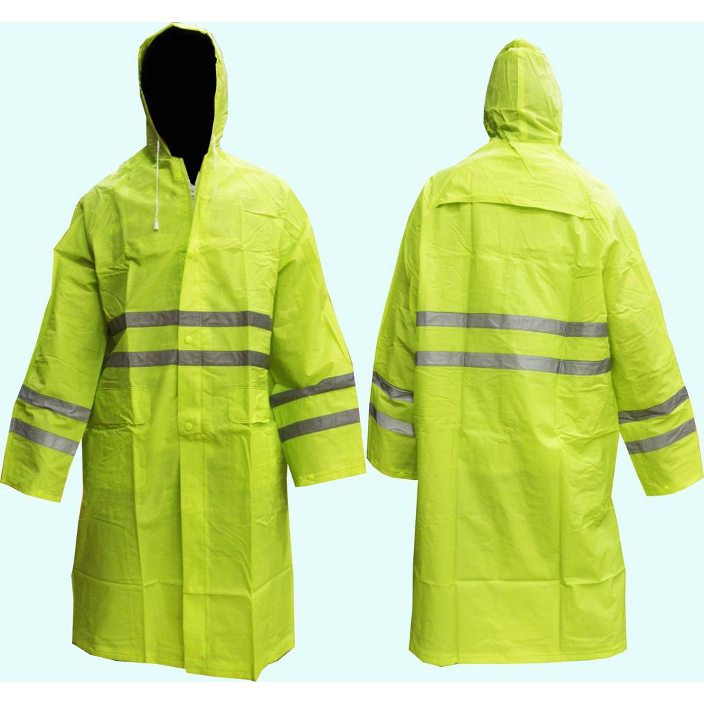 Pvc Fluorescent Green Safety Raincoat With Reflective (Coat) | Shopee ...