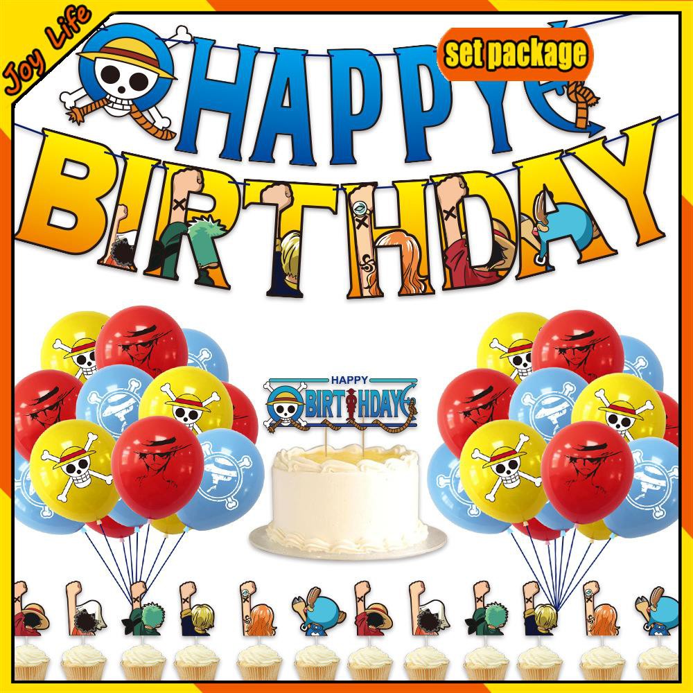 One Piece Birthday Party Theme Balloons Kids Party Decoration Happy Birthday Banners 495