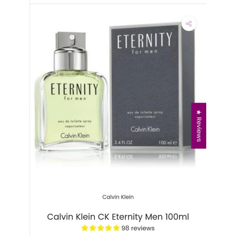 Calvin Klein Eternity/100ML/100‰Authentic From US/Moneyback Guarantee if  proven fake | Shopee Philippines