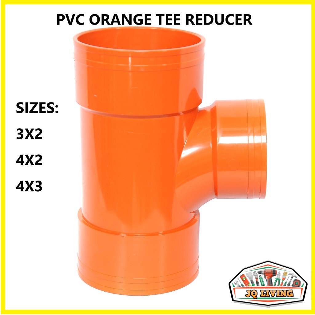 PVC Sanitary Orange Pipe Fittings Tee Reducer 3x2 4x2 4x3 For Plumbing