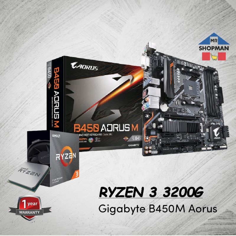 AMD Ryzen 3 3200G Processor w/ Gigabyte B450 Aorus M B450M Motherboard