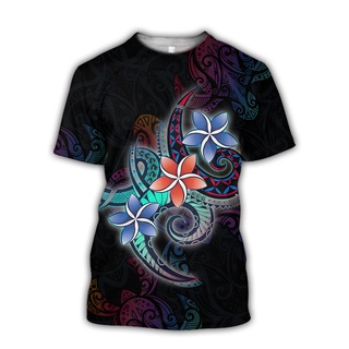 Summer Harajuku Style Polynesian Turtle Tattoo & Flowers 3D Printed  Casual Short-Sleeve Unisex T-shirt Tops