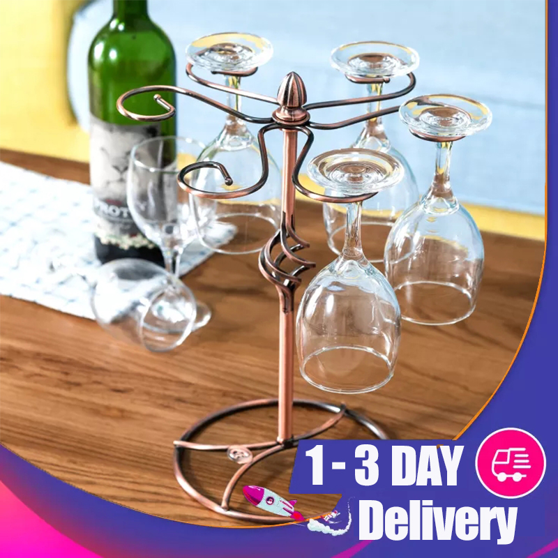 Coffee4u Wine Glass Holder, Classic Stainless Steel Wine Glass Cup