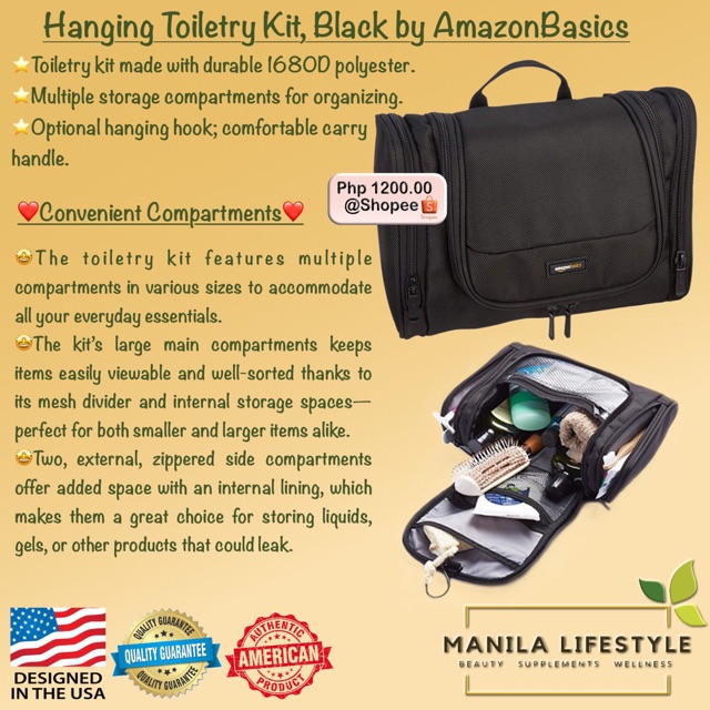 amazonbasics hanging toiletry kit