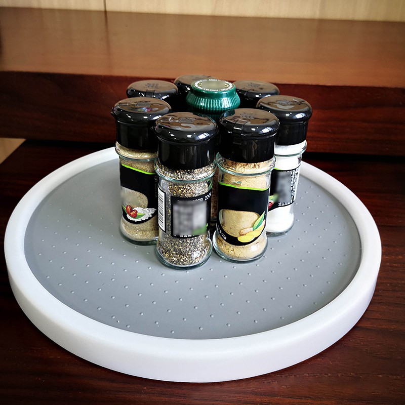 10 Inch Seasoning Tank Spice Storage Rack Pantry Cabinet Turntable Tray with Wide Base Organizer for Kitchen Bathroom