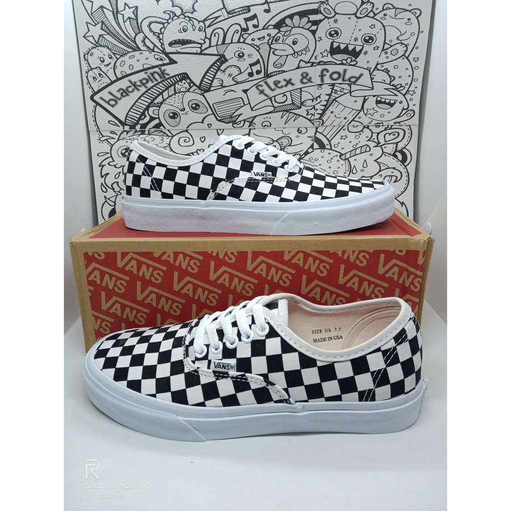 vans checker black and white