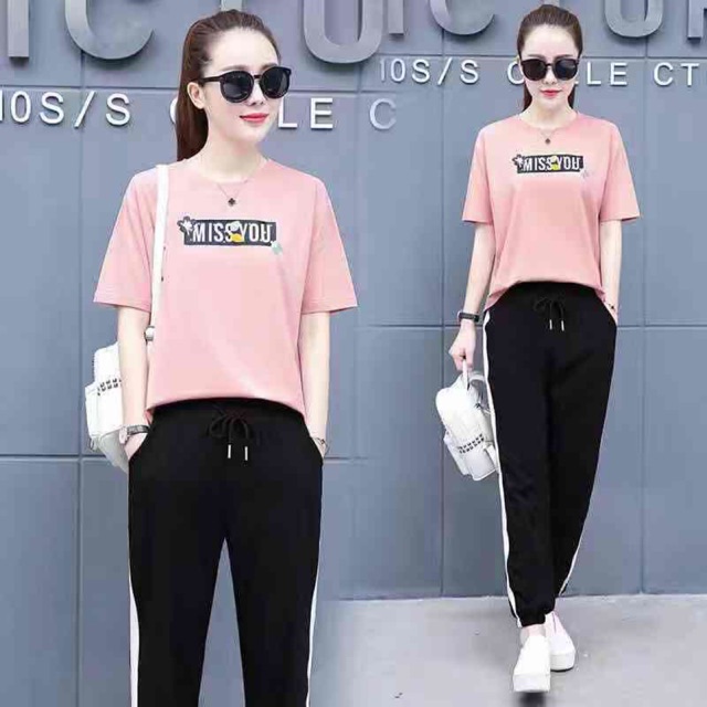 Korean fashion terno for ladies( T-shirt and jogger pants ) | Shopee  Philippines