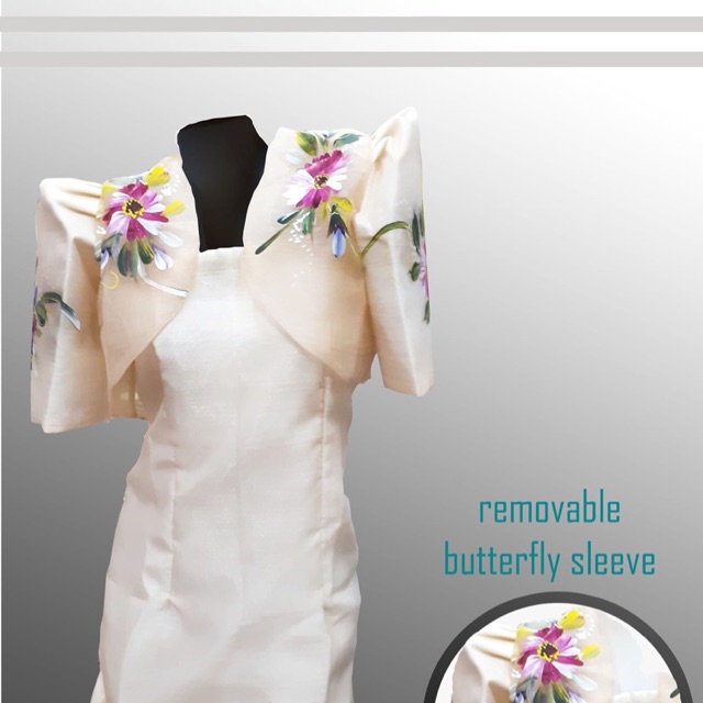Modern Filipiniana Dress With Removable Butterfly Sleeve Shopee Philippines