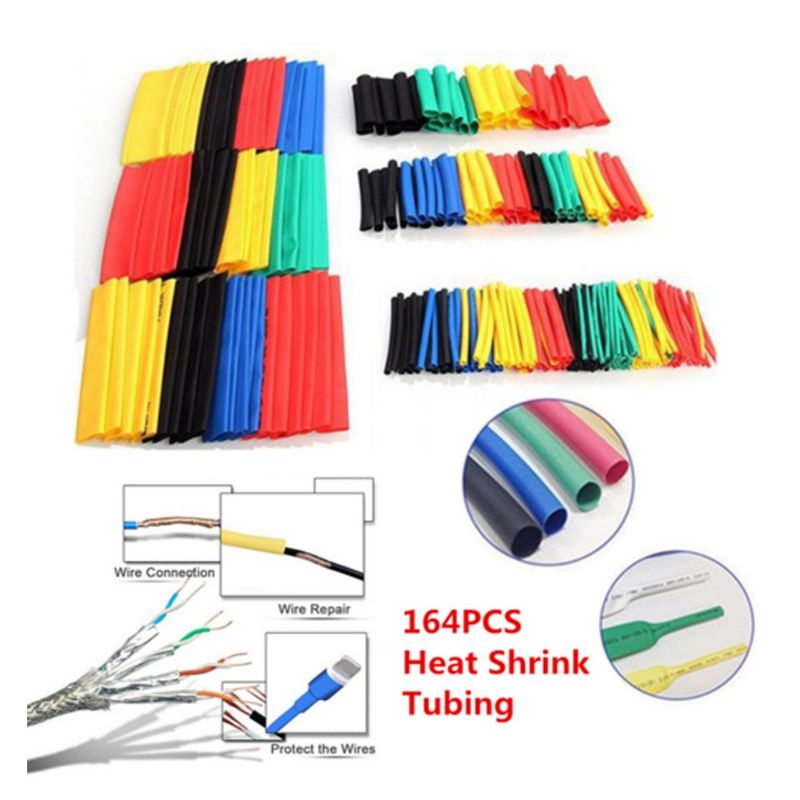 164pcs Set Polyolefin Shrinking Assorted Heat Shrink Tube Wire Cable Insulated Sleeving