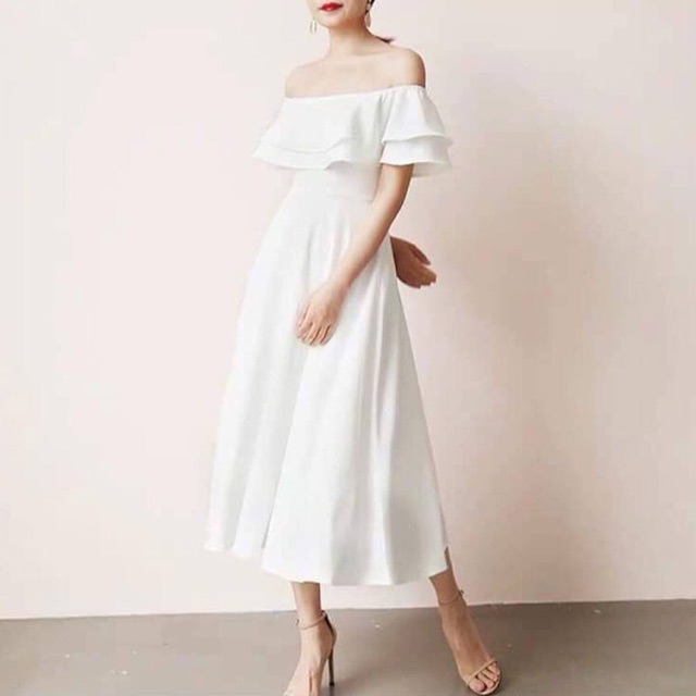 off shoulder dress white